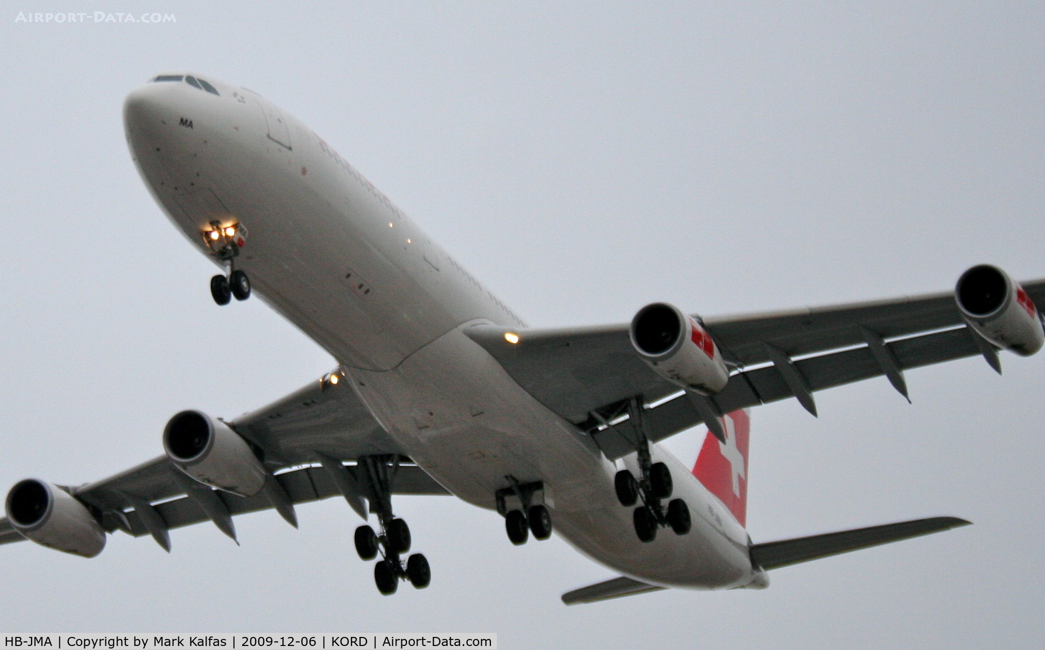 HB-JMA, 2003 Airbus A340-313 C/N 538, Swissair A340-313, SWR84T arriving from LSZH (Zurich) on 27L.