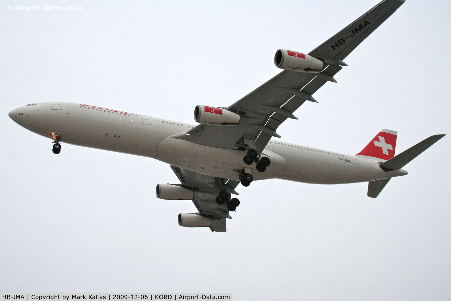 HB-JMA, 2003 Airbus A340-313 C/N 538, Swissair A340-313, SWR84T arriving from LSZH (Zurich) on 27L.