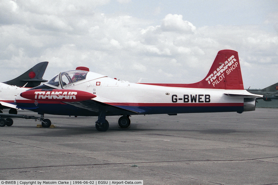 G-BWEB, 1971 BAC 84 Jet Provost T.5A C/N EEP/JP/1044, BAC 84 Jet Provost T5A (Ex RAF XW422) at Duxfords Classic Jet & Fighter Display in 1996.