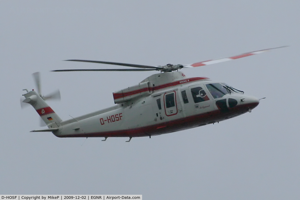 D-HOSF, Sikorsky S-76B C/N 760413, Departing Hawarden after a short stay.
