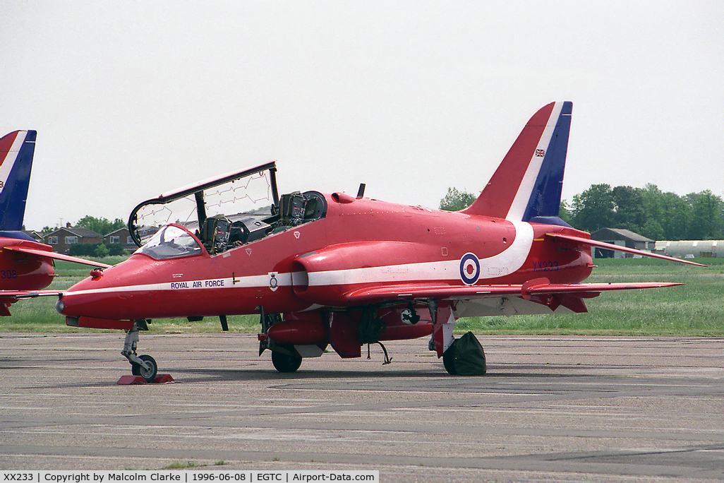 XX233, 1978 Hawker Siddeley Hawk T.1 C/N 069/312069, British Aerospace Hawk T1 at Cranfield's celebration of the 50th anniversary of the College of Aeronautics in 1996.