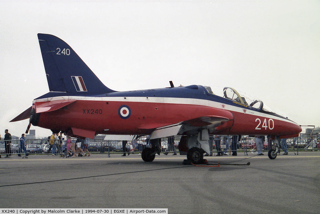 XX240, 1978 Hawker Siddeley Hawk T.1 C/N 076/312076, British Aerospace Hawk T1. From RAF N0 6 FTS, Finningley at RAF Leeming's Air Fair 94.