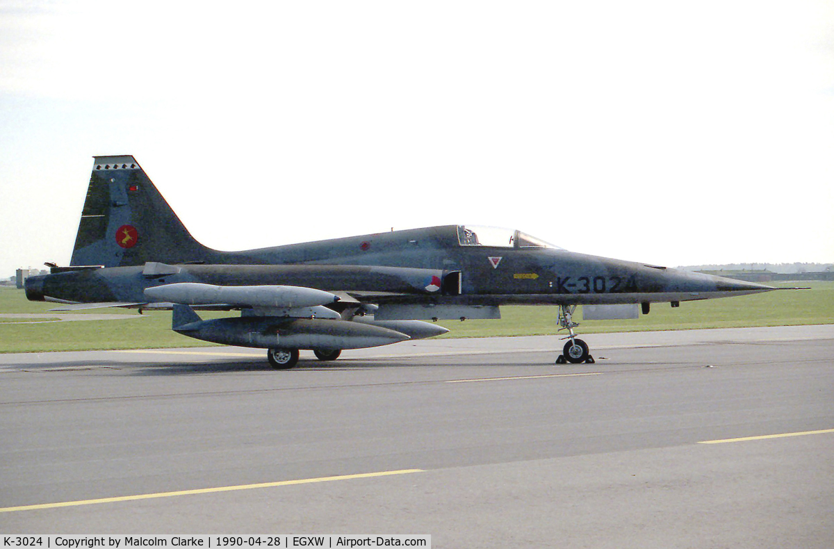 K-3024, 1970 Canadair NF-5A Freedom Fighter C/N 3024, Canadair NF-5A. From 314 Sqn, Eindhoven at RAF Waddington in 1990.