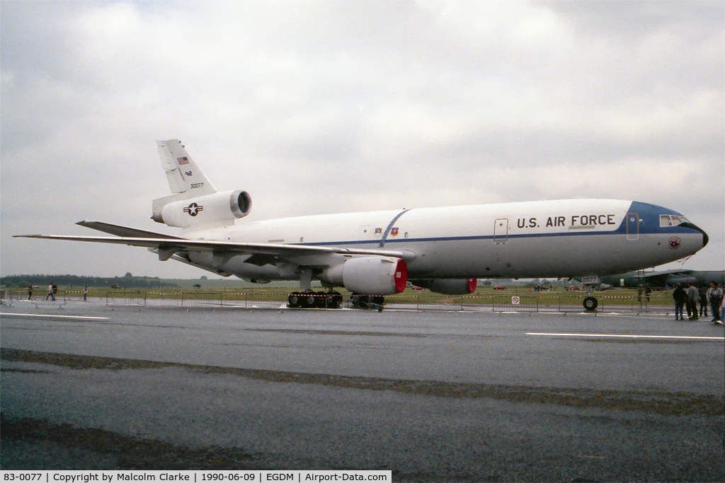 83-0077, 1983 McDonnell Douglas KC-10A Extender C/N 48218, McDonnell Douglas KC-10A Extender at Boscombe Down in 1990.