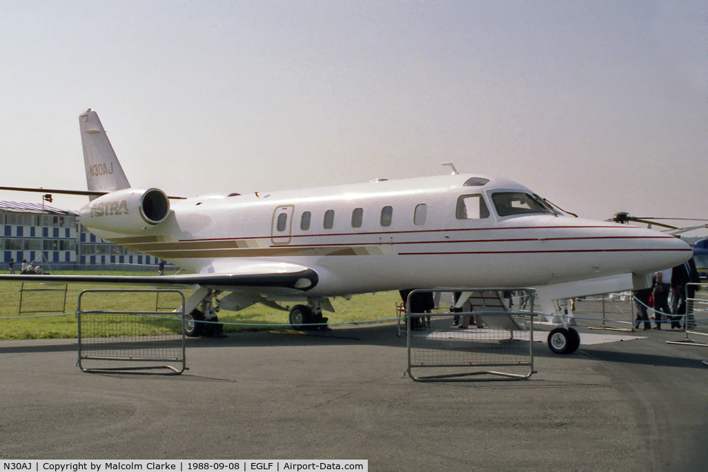 N30AJ, Israel Aircraft Industries IAI-1125 Astra SP C/N 047, Israel IAI-1125 Astra SP at Farnborough in 1988.