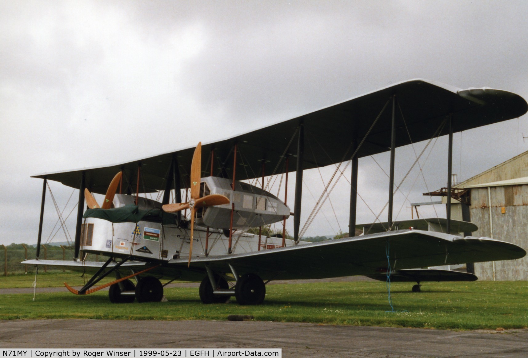 N71MY, 1994 Vickers FB-27A Vimy (replica) C/N 01, Unexpected stop over at Swansea Airport
