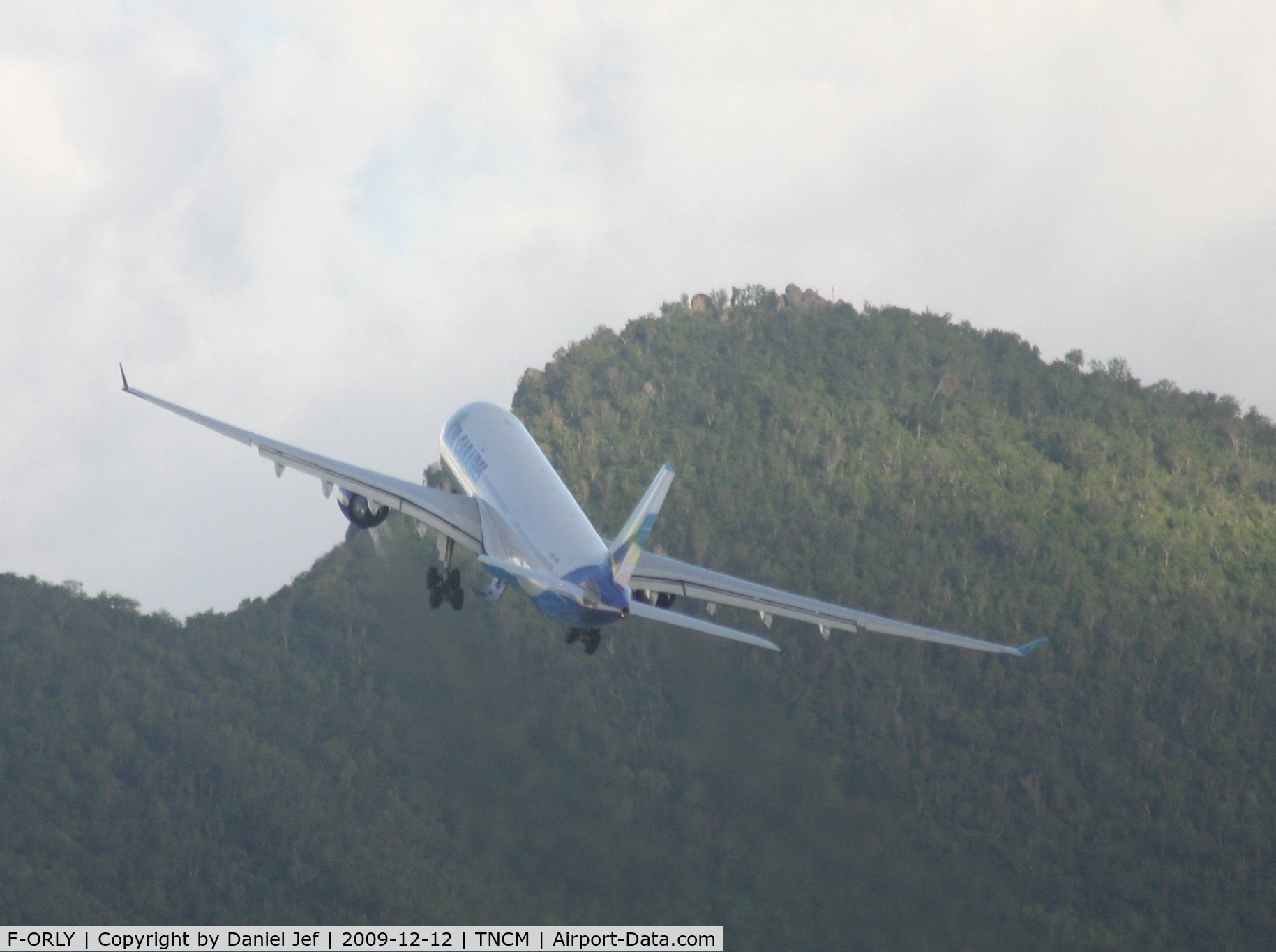 F-ORLY, 2006 Airbus A330-323X C/N 758, Air caraibes clearing the hills on the way out of St Maarten