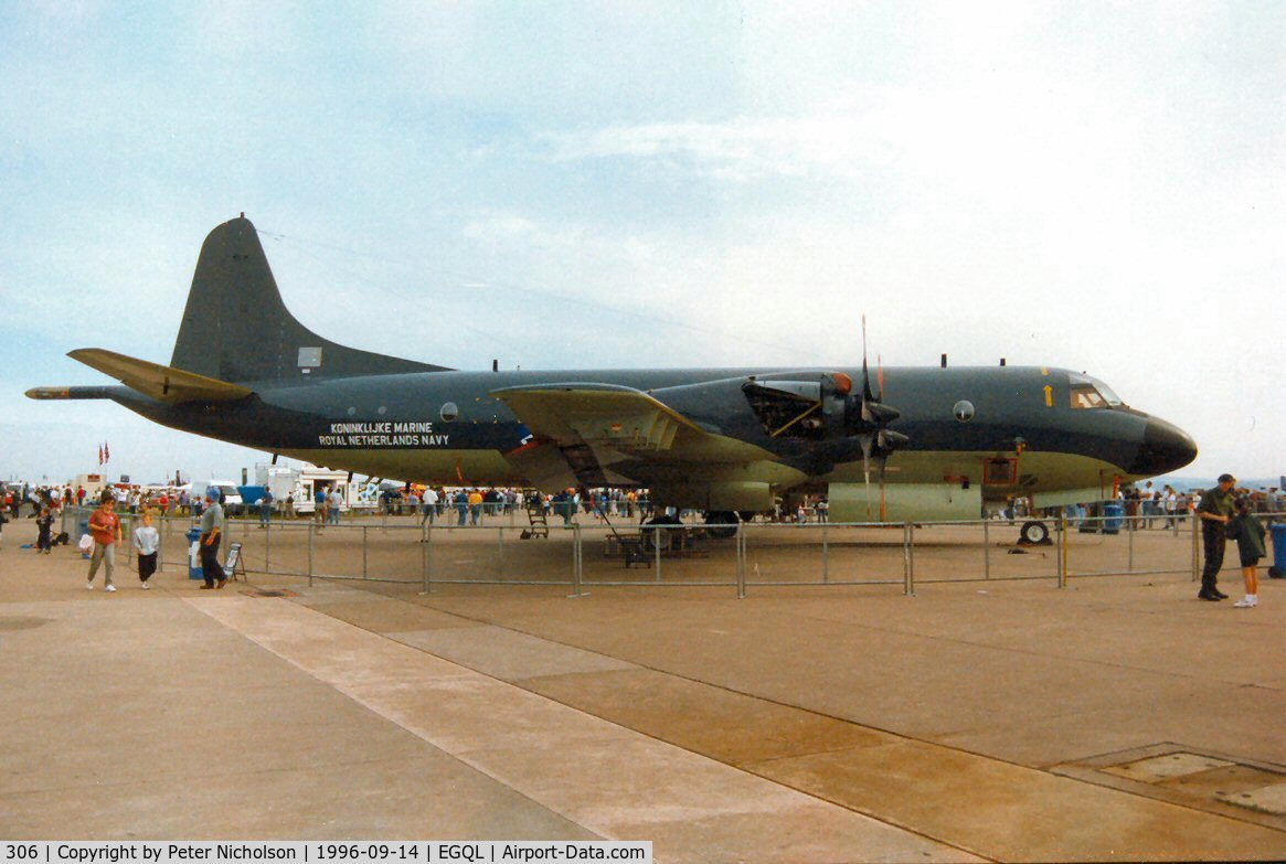 306, 1983 Lockheed P-3C Orion C/N 285A-5758, P-3C Orion, callsign Royal Netherlands Navy 368, of 320 Squadron in the static park at the 1996 RAF Leuchars Airshow.