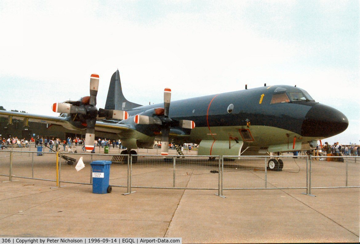 306, 1983 Lockheed P-3C Orion C/N 285A-5758, P-3C Orion of 320 Squadron Royal Netherlands Navy on display at the 1996 RAF Leuchars Airshow.