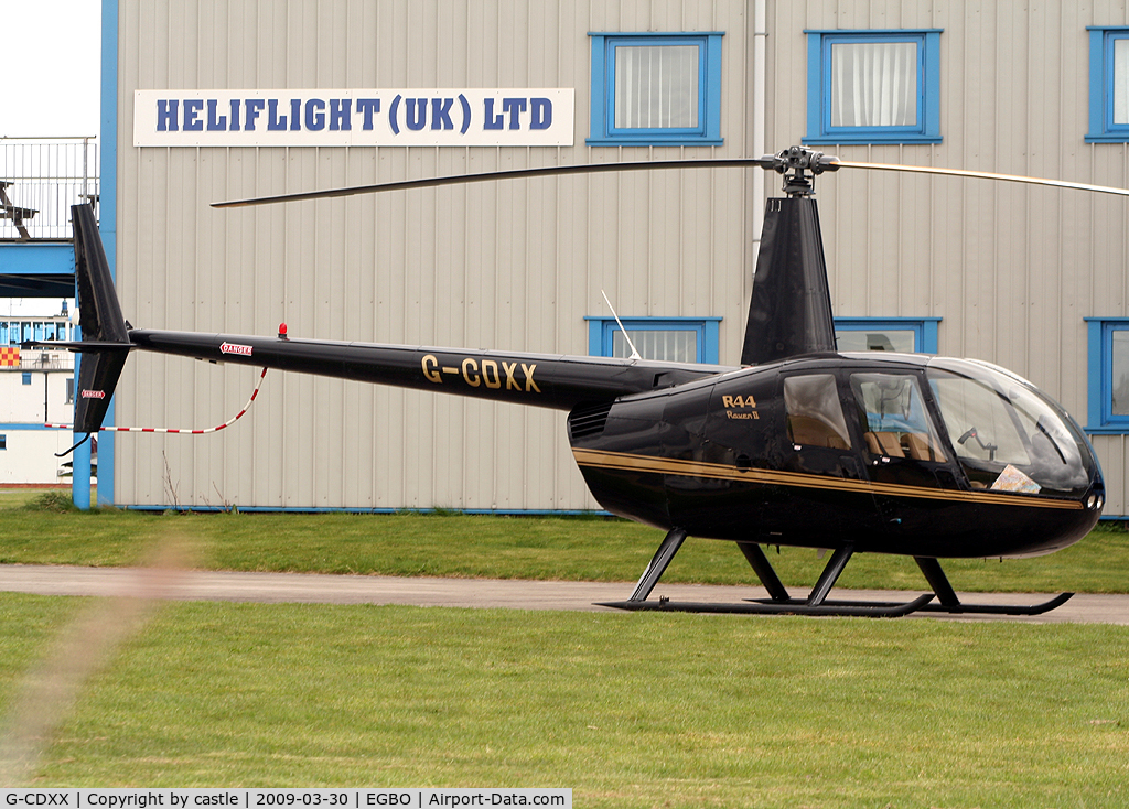G-CDXX, 2005 Robinson R44 Raven II C/N 10624, seen @ Wolverhampton