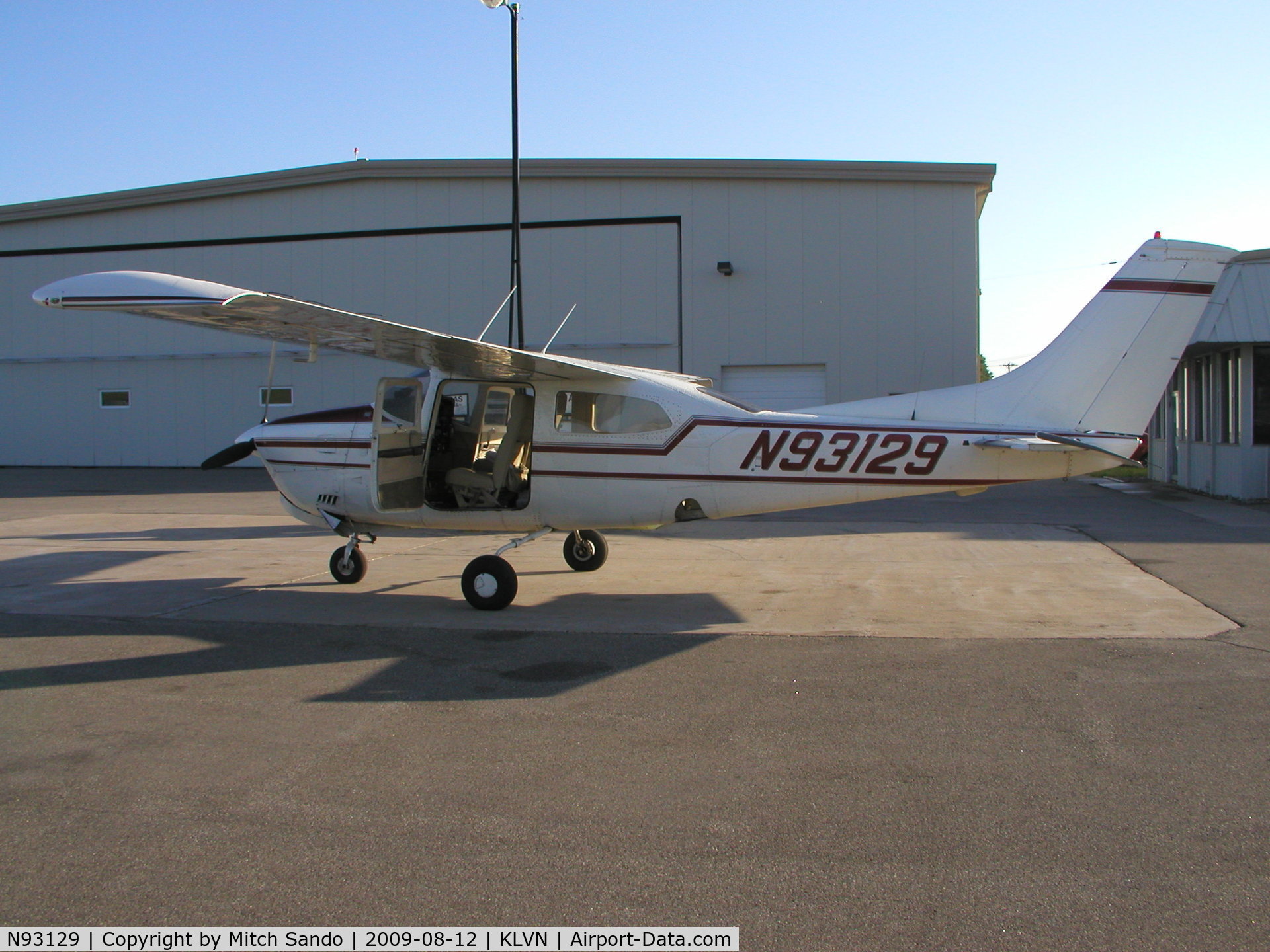 N93129, Cessna T210L Turbo Centurion C/N 21060274, Parked at the fuel pumps.