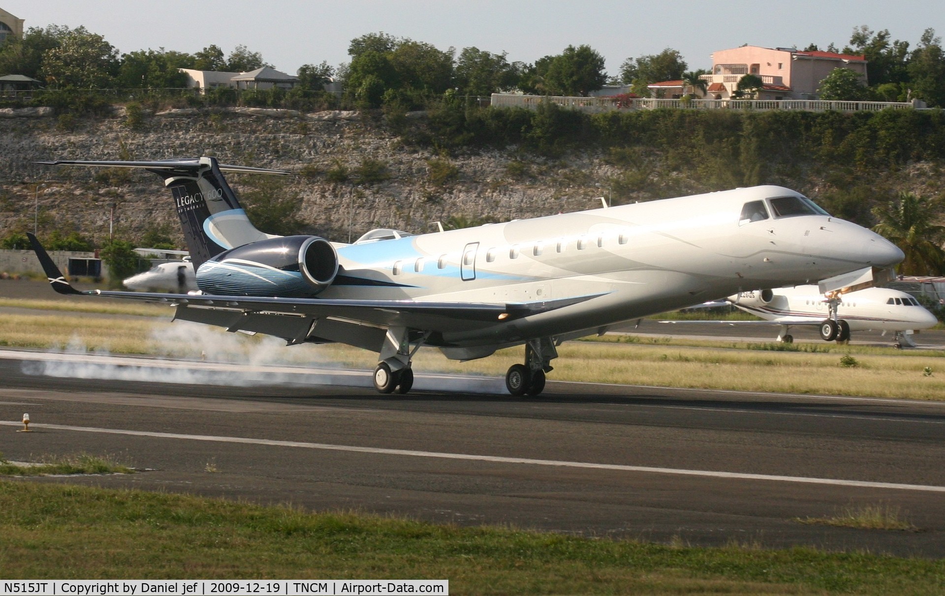 N515JT, 2006 Embraer EMB-135BJ Legacy C/N 14500950, Excel air N515JT Landing at TNCM