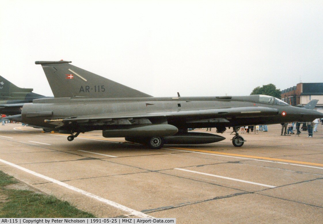AR-115, 1971 Saab RF-35 Draken C/N 35-1115, Another view of the Sk-35XD of Esk 729 Royal Danish Air Force in the static park at the 1991 Mildenhall Air Fete.