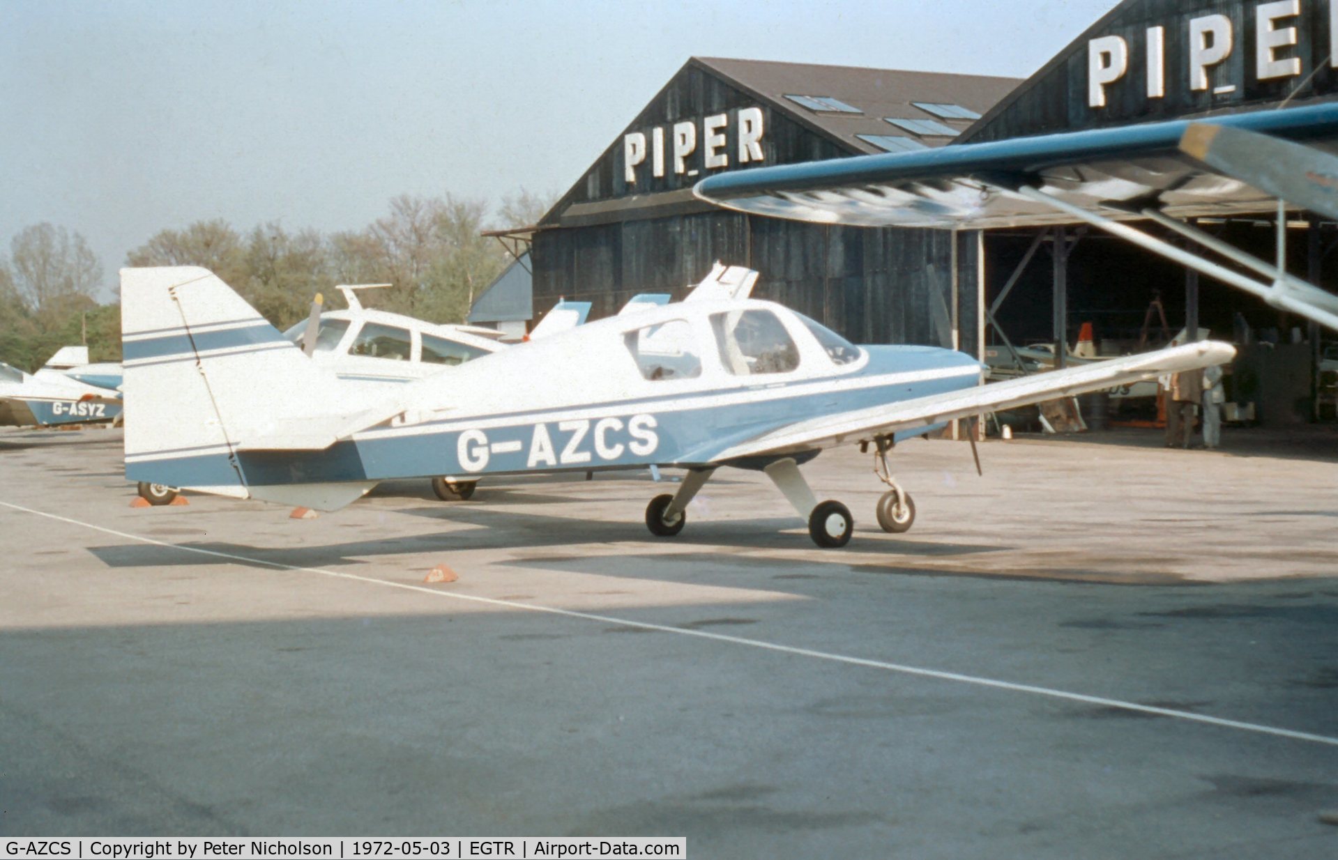 G-AZCS, 1970 Beagle B-121 Pup Series 1 (Pup 100) C/N B121-160, Beagle 121 seen at Elstree in May 1972.