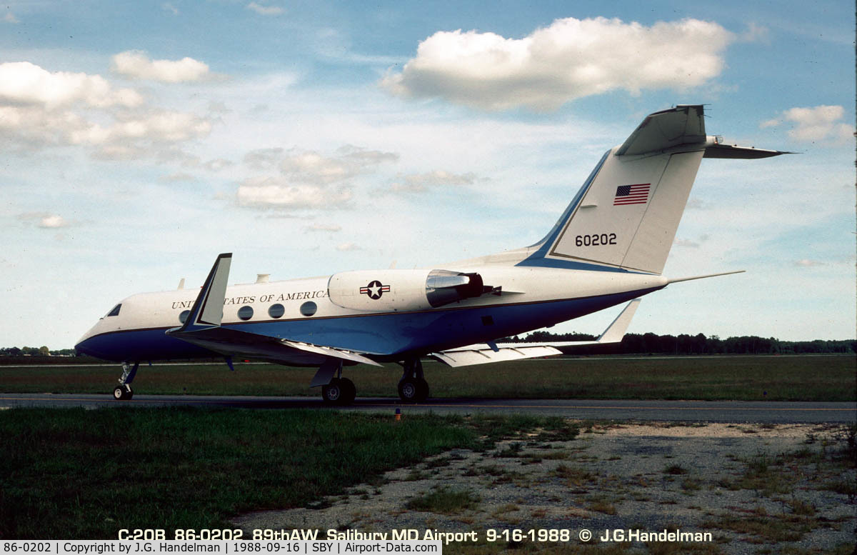 86-0202, 1985 Grumman C-20B Gulfstream III C/N 468, C-20B at Salisbury MD airport