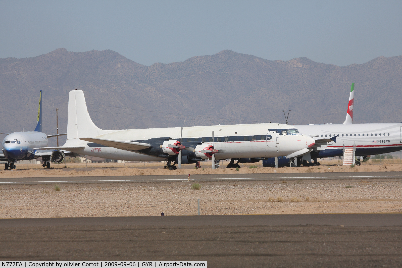 N777EA, 1958 Douglas DC-7C Seven Seas Seven Seas C/N 45549, Stored at Goodyear Airport, AZ