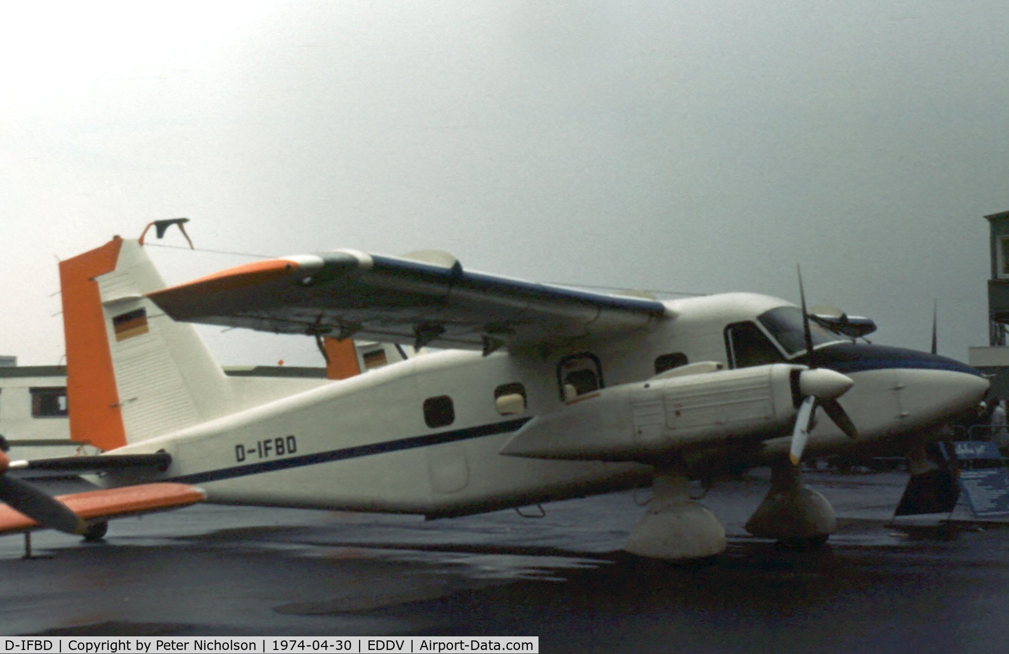 D-IFBD, 1974 Dornier Do-28D-1 Skyservant C/N 4038, Skyservant on display at the 1974 Hannover Airshow operated by the German Test & Research Institute - DFVLR.