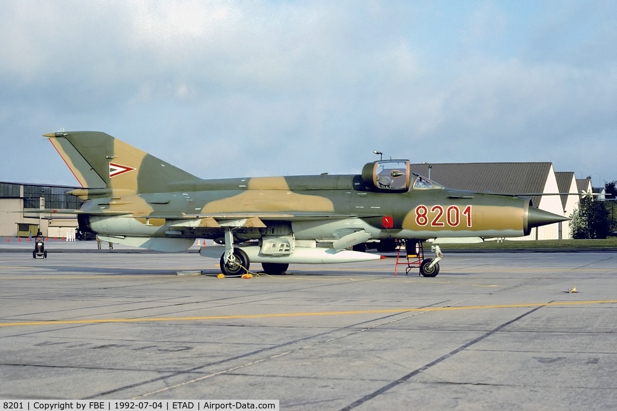 8201, Mikoyan-Gurevich MiG-21MF C/N 968201, Hungarian MiG21MF visiting Spangdahlem AB (KM25 Slidescan)