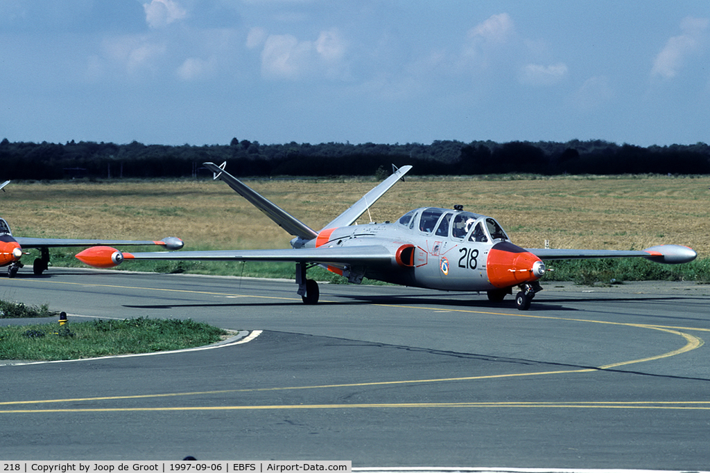 218, Fouga CM-170R Magister C/N 390, One of the Magisters of the IAC Display Squadron performing at rhe Florennes open house.