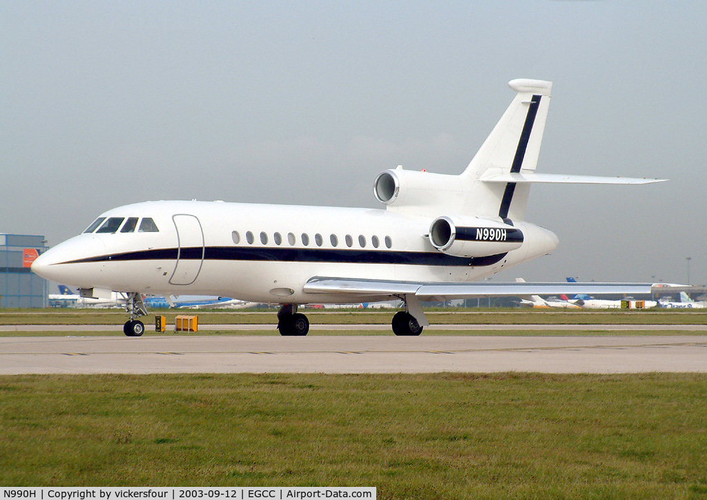 N990H, 1997 Dassault Falcon 900EX C/N 17, Departing MAN RW24L.