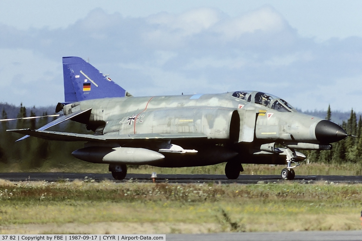 37 82, 1972 McDonnell Douglas F-4F Phantom II C/N 4553, decelerating after touch down at Goose Bay