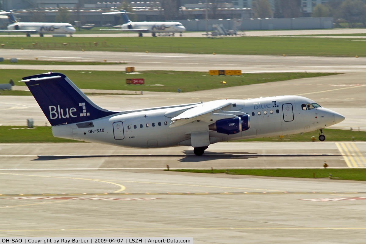 OH-SAO, 2002 BAE Systems Avro 146-RJ85 C/N E.2393, BAe 146-RJ85 [E2393] (Blue 1) Zurich~HB 07/04/2009. Seen departing.
