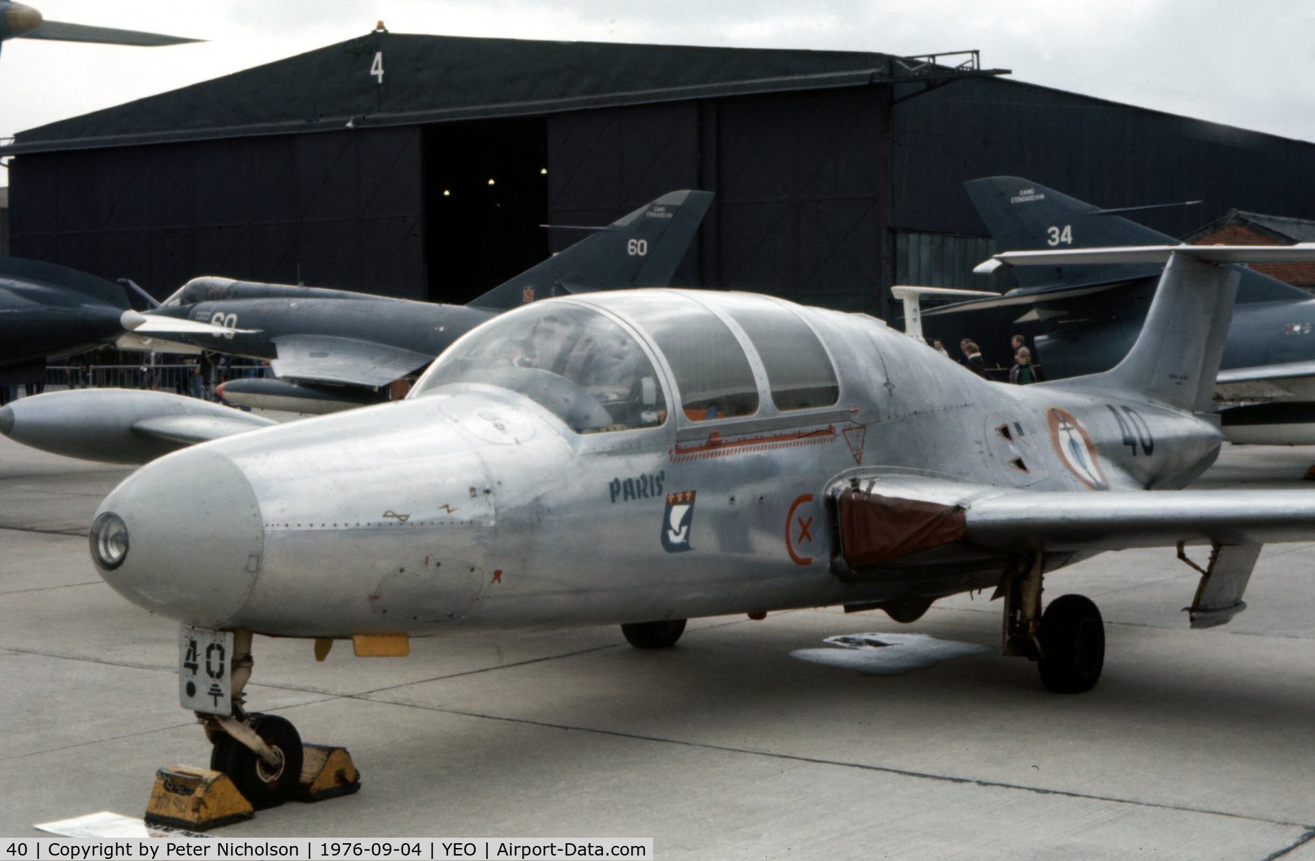 40, Morane-Saulnier MS.760 Paris C/N 40, MS.760 Paris of Aeronavales SRL training and communications unit on display at the 1976 Yeovilton Air Display.