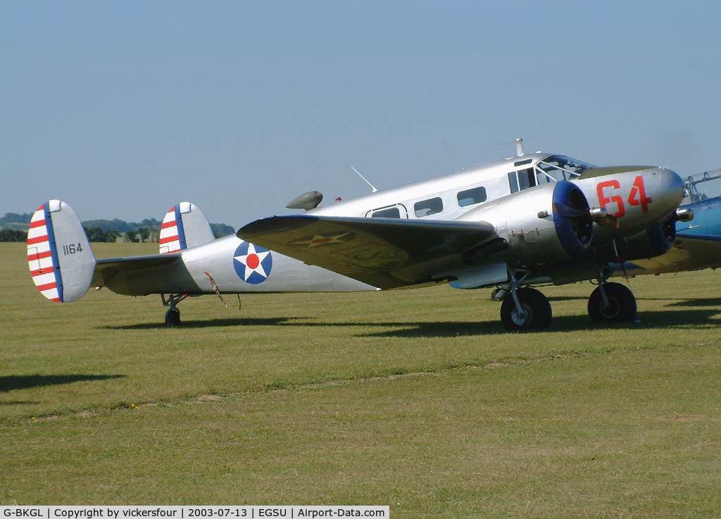 G-BKGL, 1952 Beech Expeditor 3TM C/N CA-164 (A-764), Privately owned. Wears USAAF markings with serial 1164.