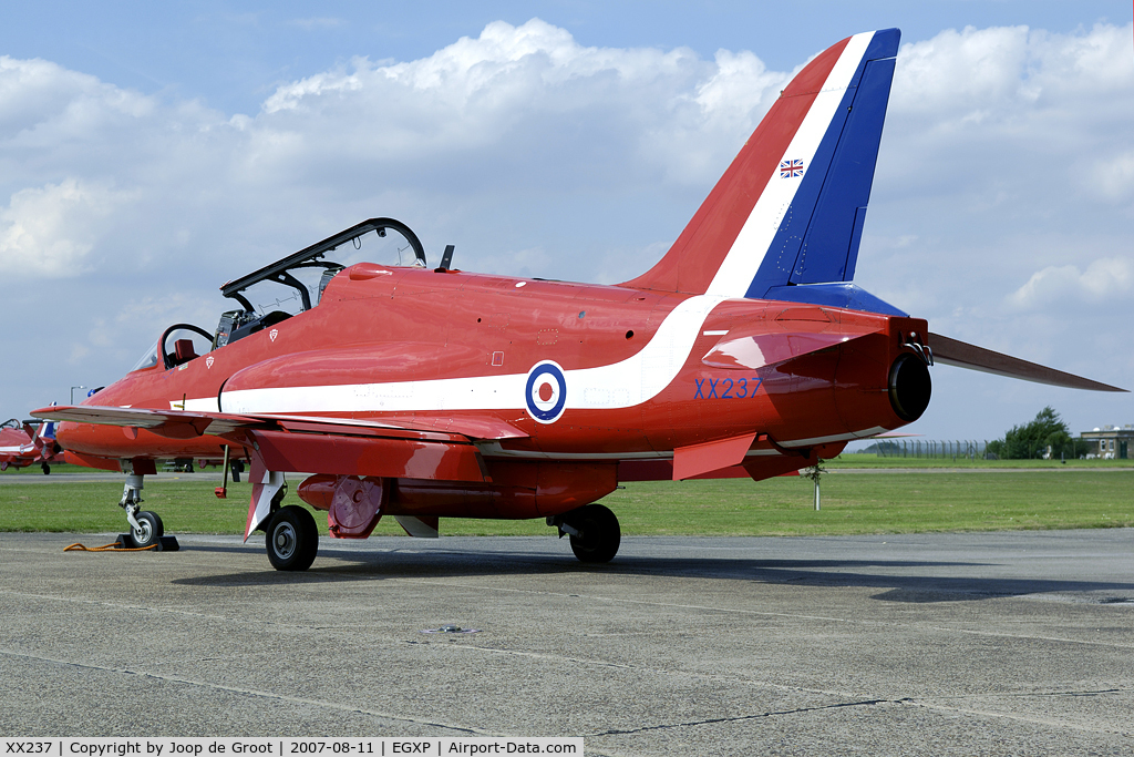 XX237, 1978 Hawker Siddeley Hawk T.1A C/N 073/312073, Red Arrows display team waiting on the Scampton concrete for the next display.