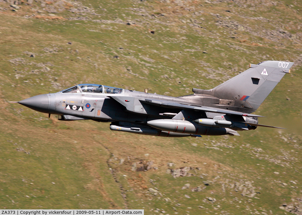 ZA373, 1982 Panavia Tornado GR.4A C/N 175/BS055/3087, Royal Air Force Tornado GR4A operated by the Marham Wing, wearing 2 Squadron markings with code '007/H'. Taken at Dunmail Raise, Cumbria.