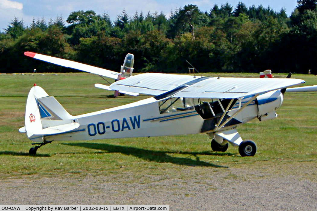 OO-OAW, Piper L-18C Super Cub (PA-18-95) C/N 18-5346, Piper PA-18-150 Super Cub [18-5346] Theux-Verviers~OO 15/08/2002. Now stored in poor condition 2009.