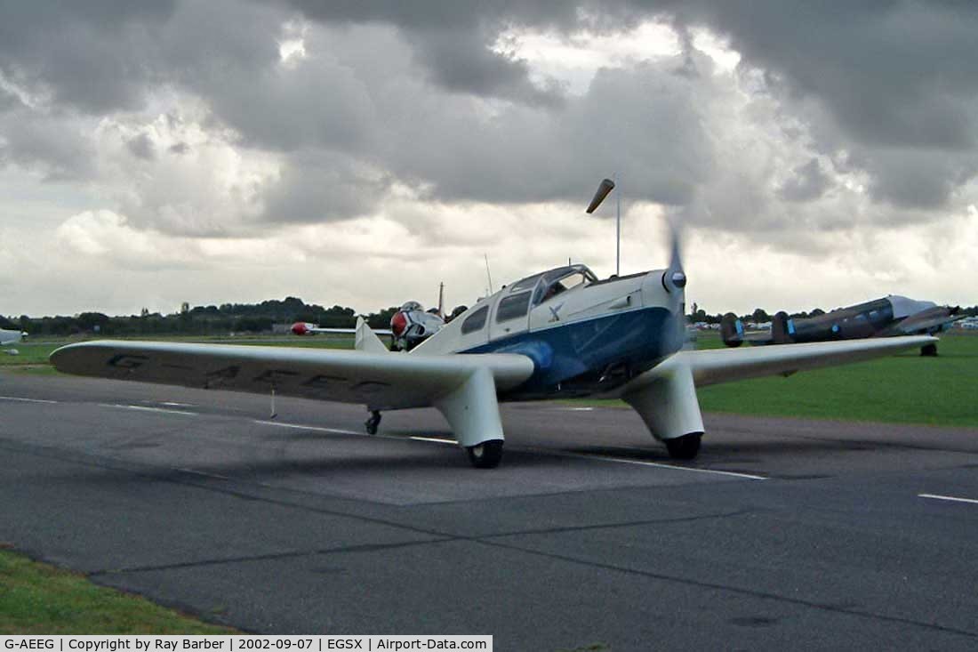 G-AEEG, 1936 Miles M-3A Falcon Major C/N 216, Miles M.3A Falcon Major [216]  North Weald~G 07/09/2002. Seen here taxiing in at North Weald Essex UK.