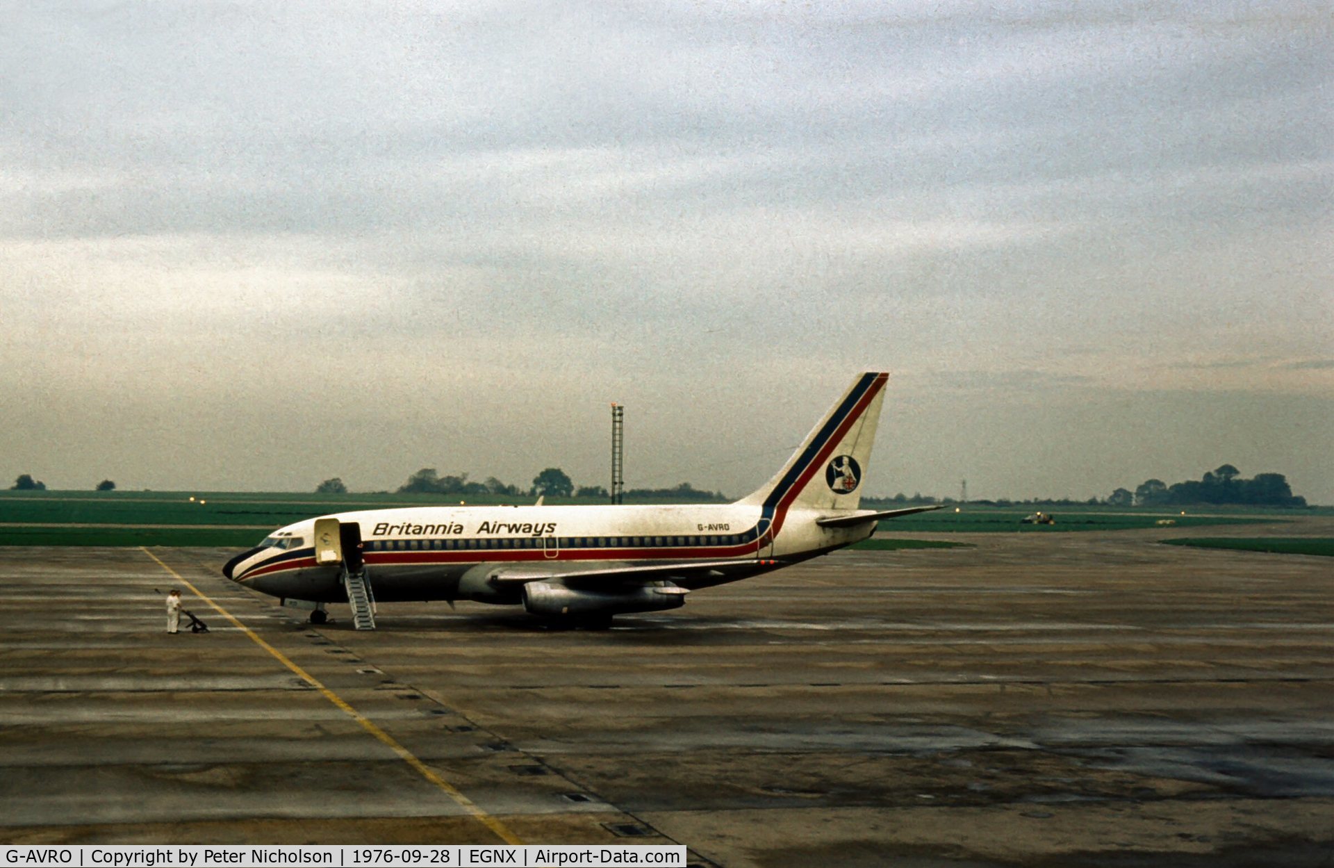 G-AVRO, 1969 Boeing 737-204 C/N 19712, Boeing 737-204 of Britannia Airways at East Midlands Airport in September 1976.