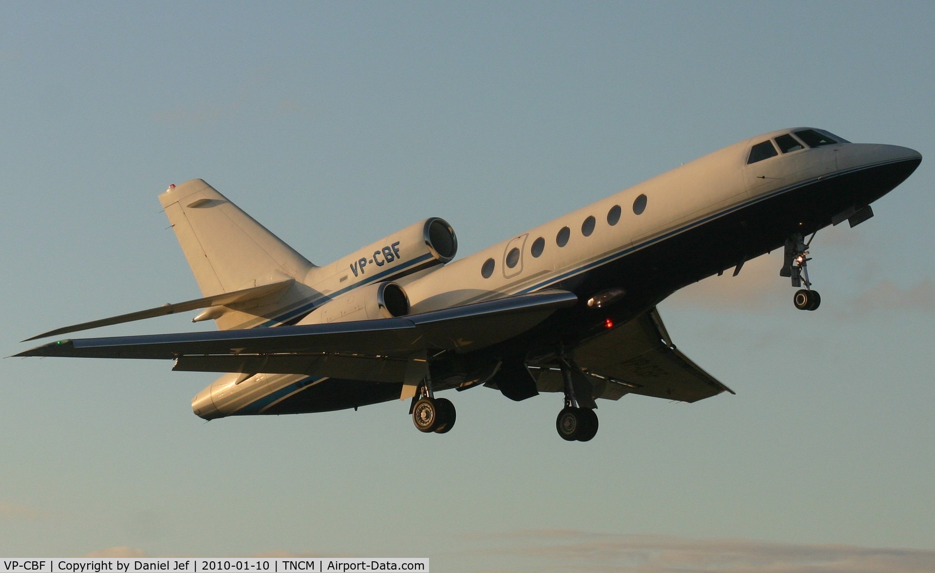 VP-CBF, Dassault Falcon 50E C/N 311, VP-CBF departing departing TNCM
