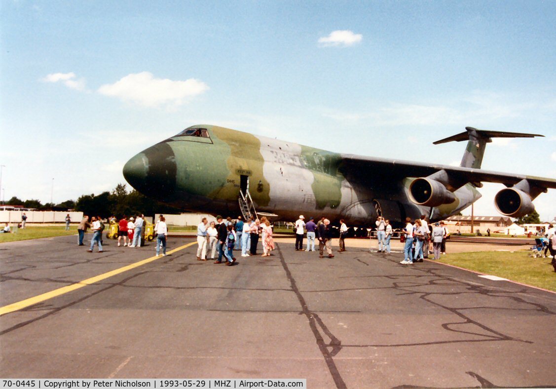 70-0445, 1970 Lockheed C-5A Galaxy C/N 500-0059, C-5A Galaxy of the 433rd Airlift Wing on display at the 1993 Mildenhall Air Fete.