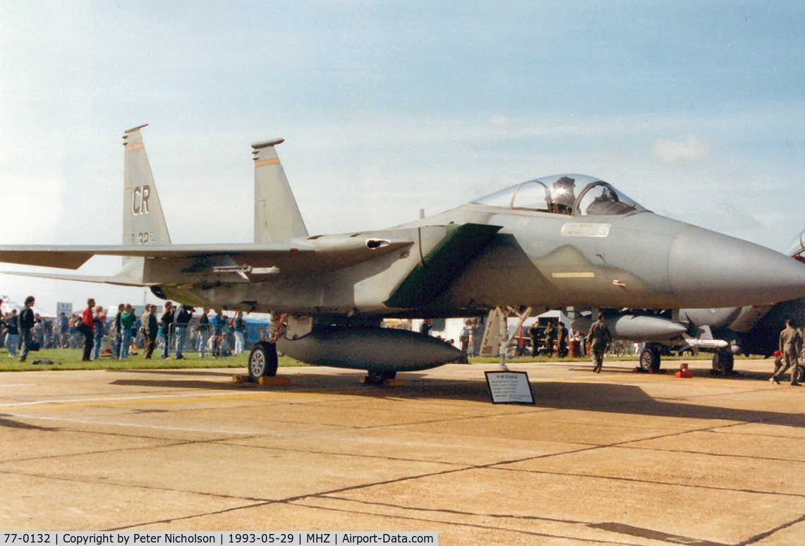 77-0132, 1977 McDonnell Douglas F-15A Eagle C/N 0420/A344, F-15A Eagle of 32nd Fighter Squadron at Soesterberg AB on display at the 1993 Mildenhall Air Fete.