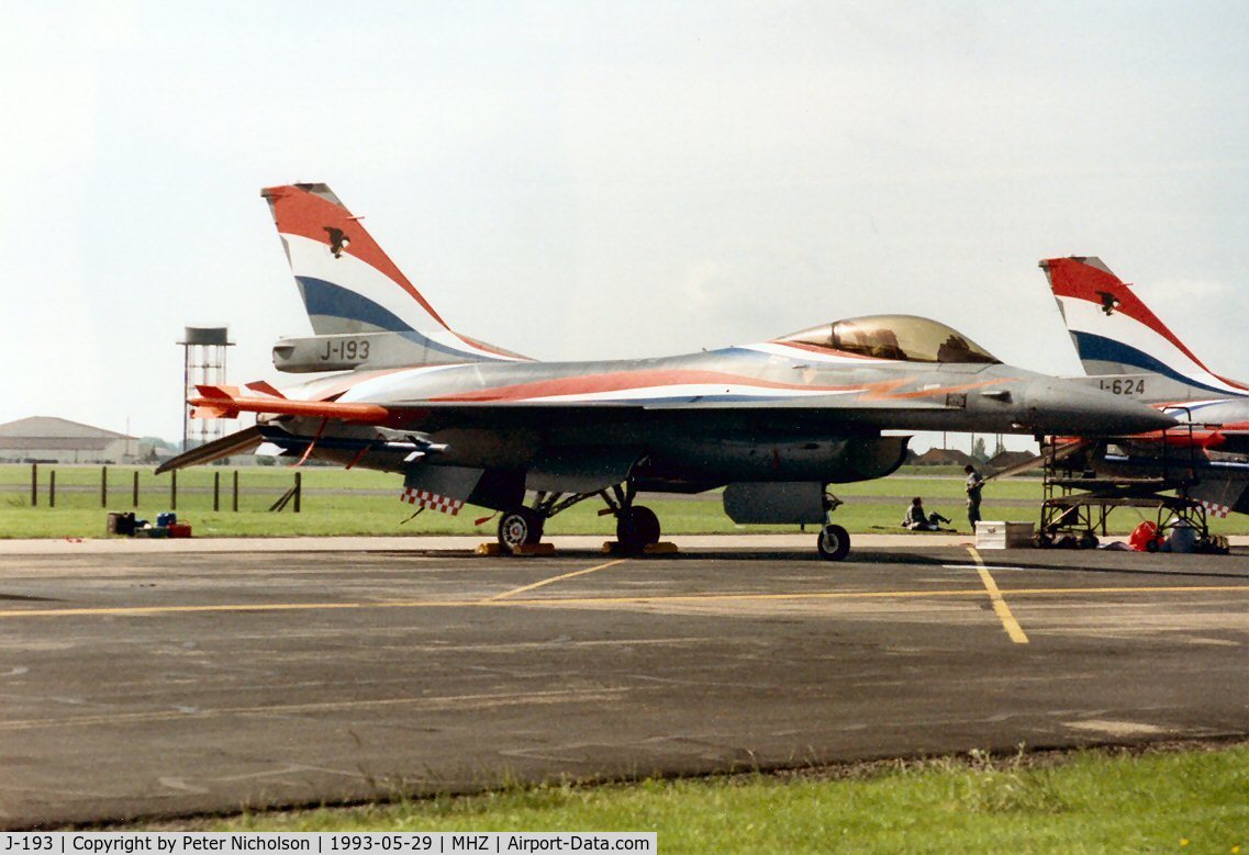 J-193, Fokker F-16AM Fighting Falcon C/N 6D-100, F-16A Falcon of 311 Squadron Royal Netherlands Air Force on the flight-line at the 1993 Mildenhall Air Fete.