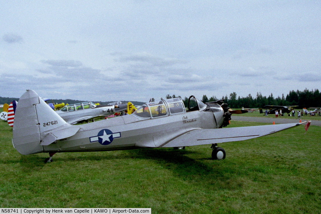 N58741, 1943 Fairchild (Aeronca) PT-23A Cornell C/N 2703AE, Fairchild M62C at Arlington airfield, WA, summer 1997.