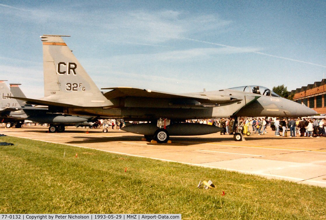 77-0132, 1977 McDonnell Douglas F-15A Eagle C/N 0420/A344, F-15A Eagle from Soesterberg AB on display at the 1993 Mildenhall Air Fete.