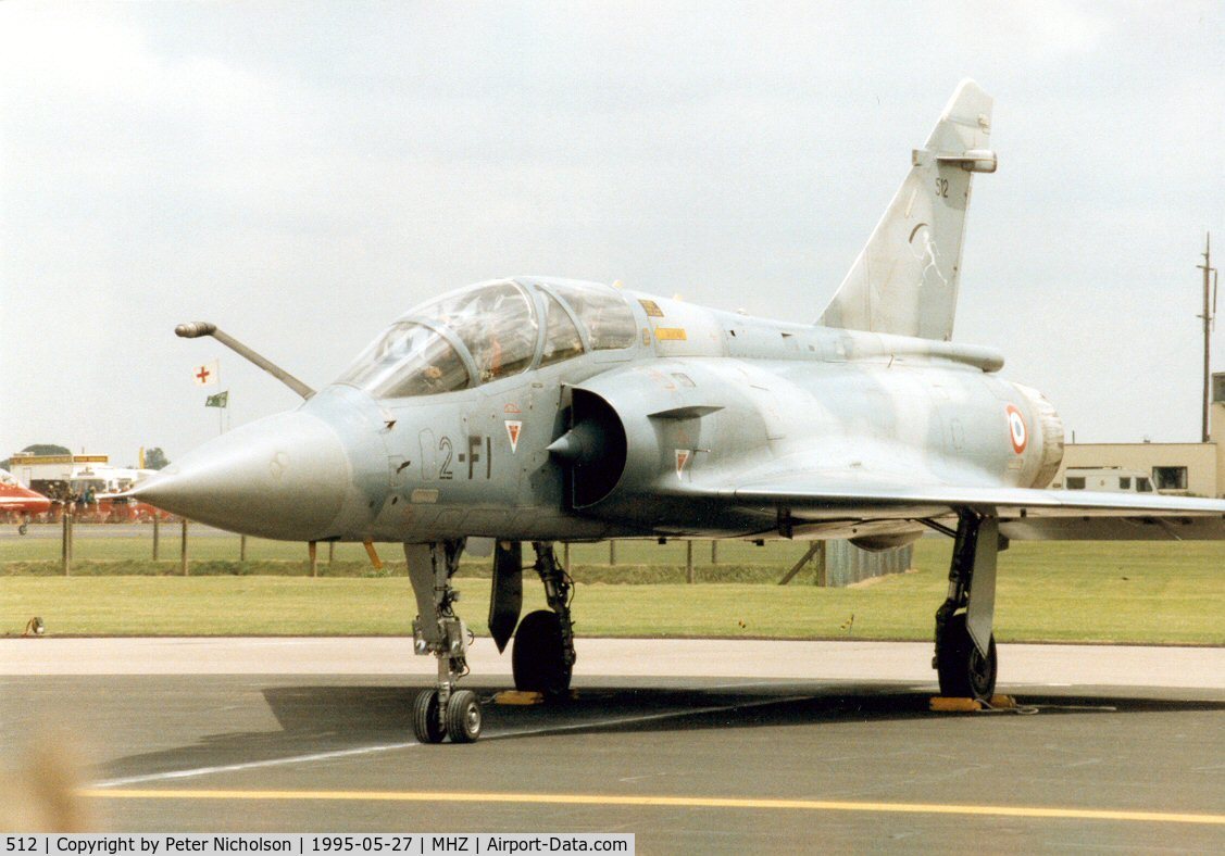512, Dassault Mirage 2000B C/N 145, Mirage 2000B of EC 01.002 French Air Force on the flight-line at the 1995 Mildenhall Air Fete.