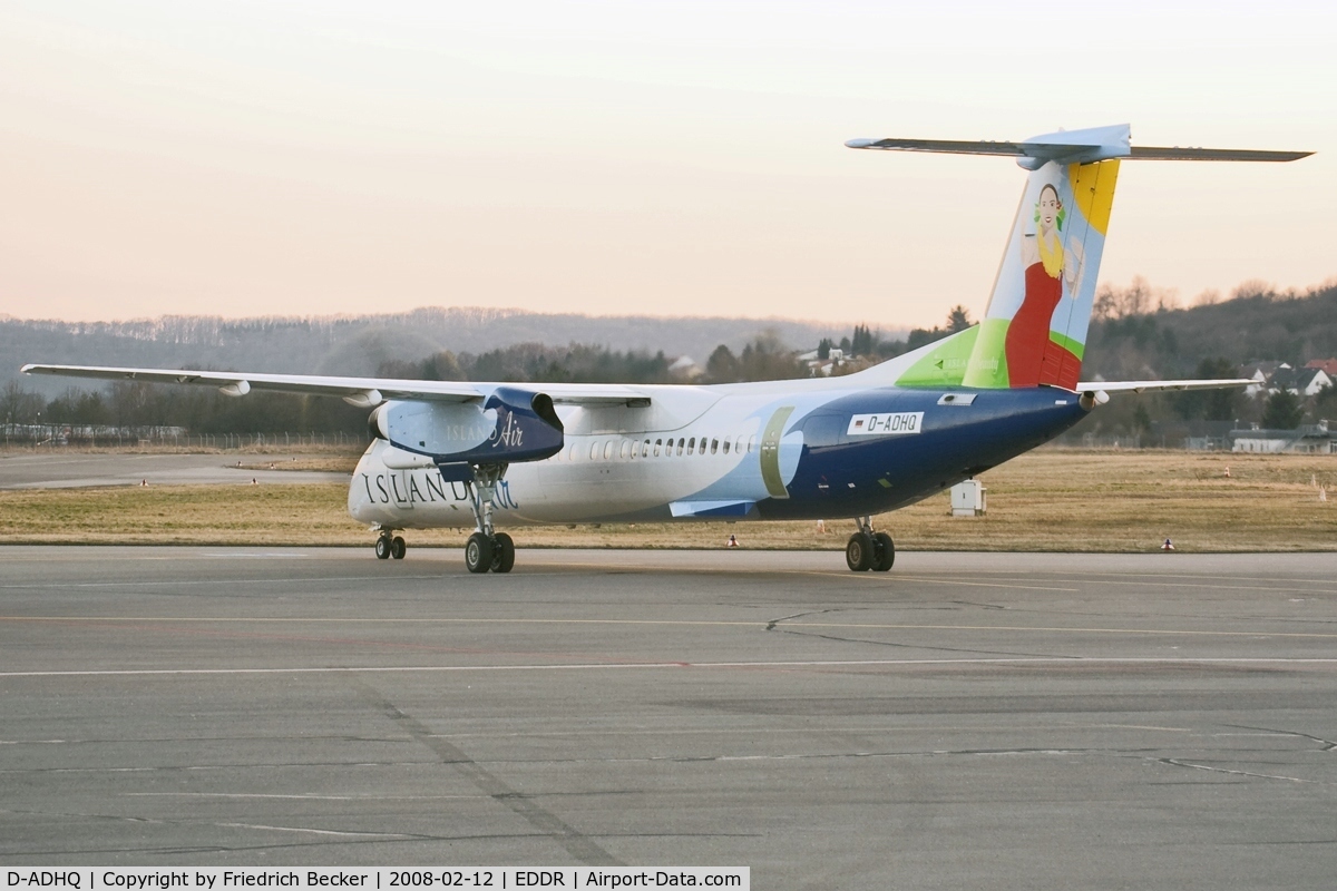 D-ADHQ, 2000 De Havilland Canada DHC-8-402 Dash 8 C/N 4016, taxying out to the active