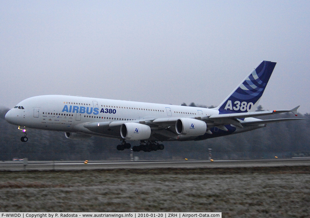 F-WWDD, 2005 Airbus A380-861 C/N 004, Welcome A 380 - first landing of an Airbus A 380 at Zurich Kloten