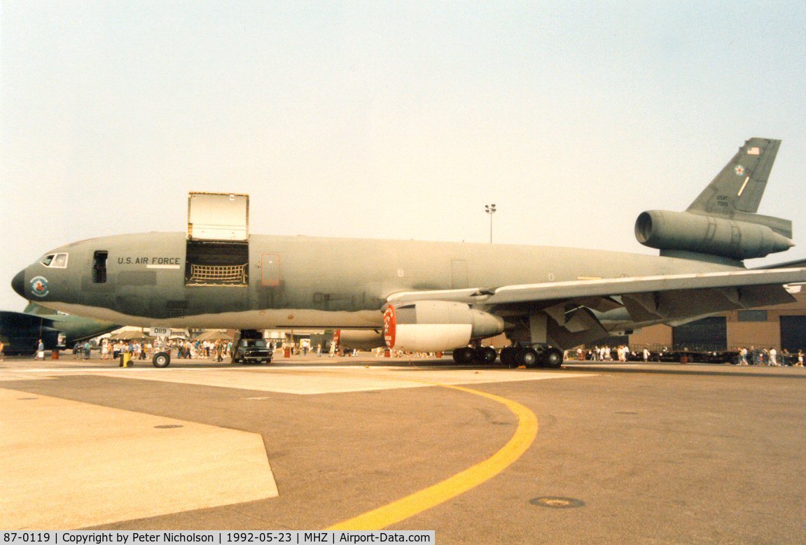 87-0119, 1987 McDonnell Douglas KC-10A Extender C/N 48305, Another view of the KC-10A Extender from March AFB on display at the 1992 Mildenhall Air Fete.
