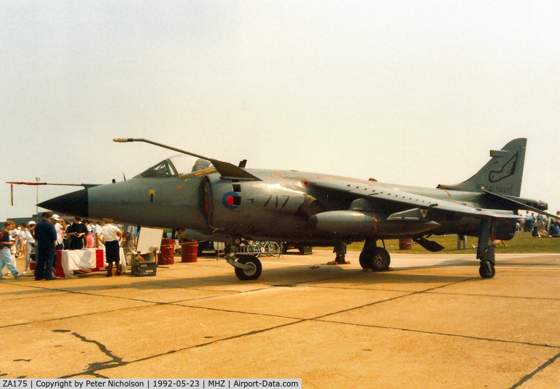 ZA175, 1981 British Aerospace Sea Harrier FRS.1 C/N 41H-912026/P23, Another view of the 899 Squadron Sea Harrier FRS.1 on display at the 1992 Mildenhall Air Fete.