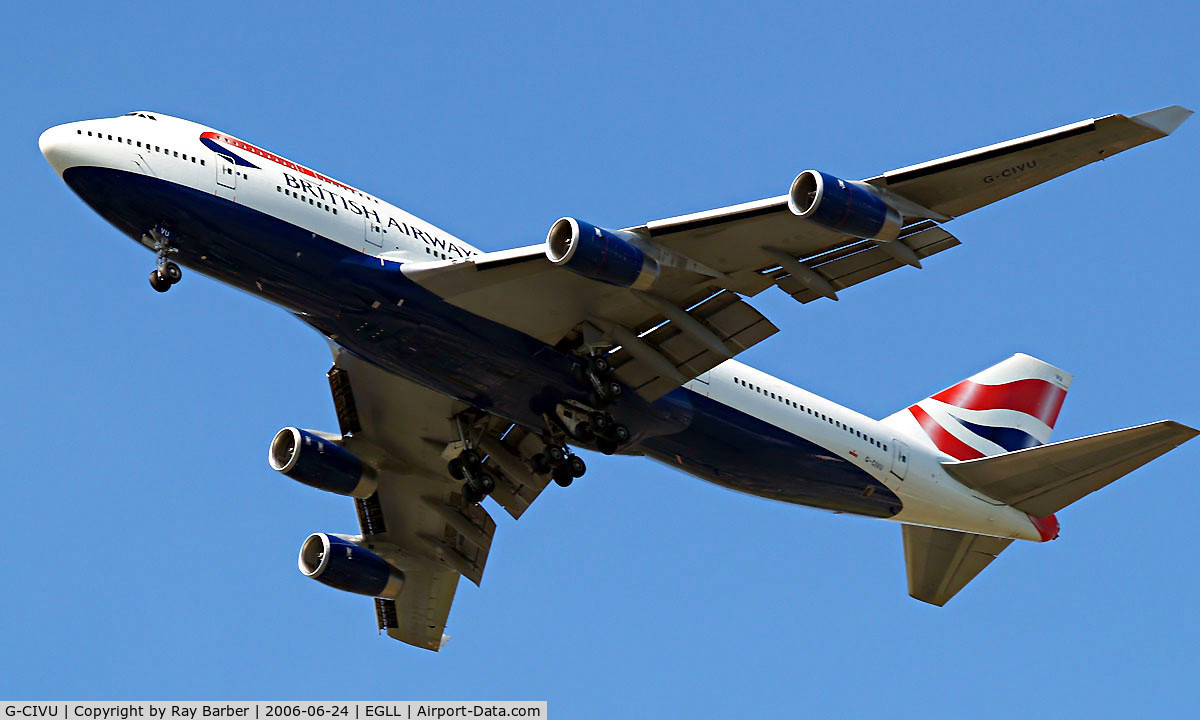 G-CIVU, 1998 Boeing 747-436 C/N 25810, Boeing 747-436 [25810] (British Airways) Home~G 24/06/2006. Seen on approach 27R at Heathrow.