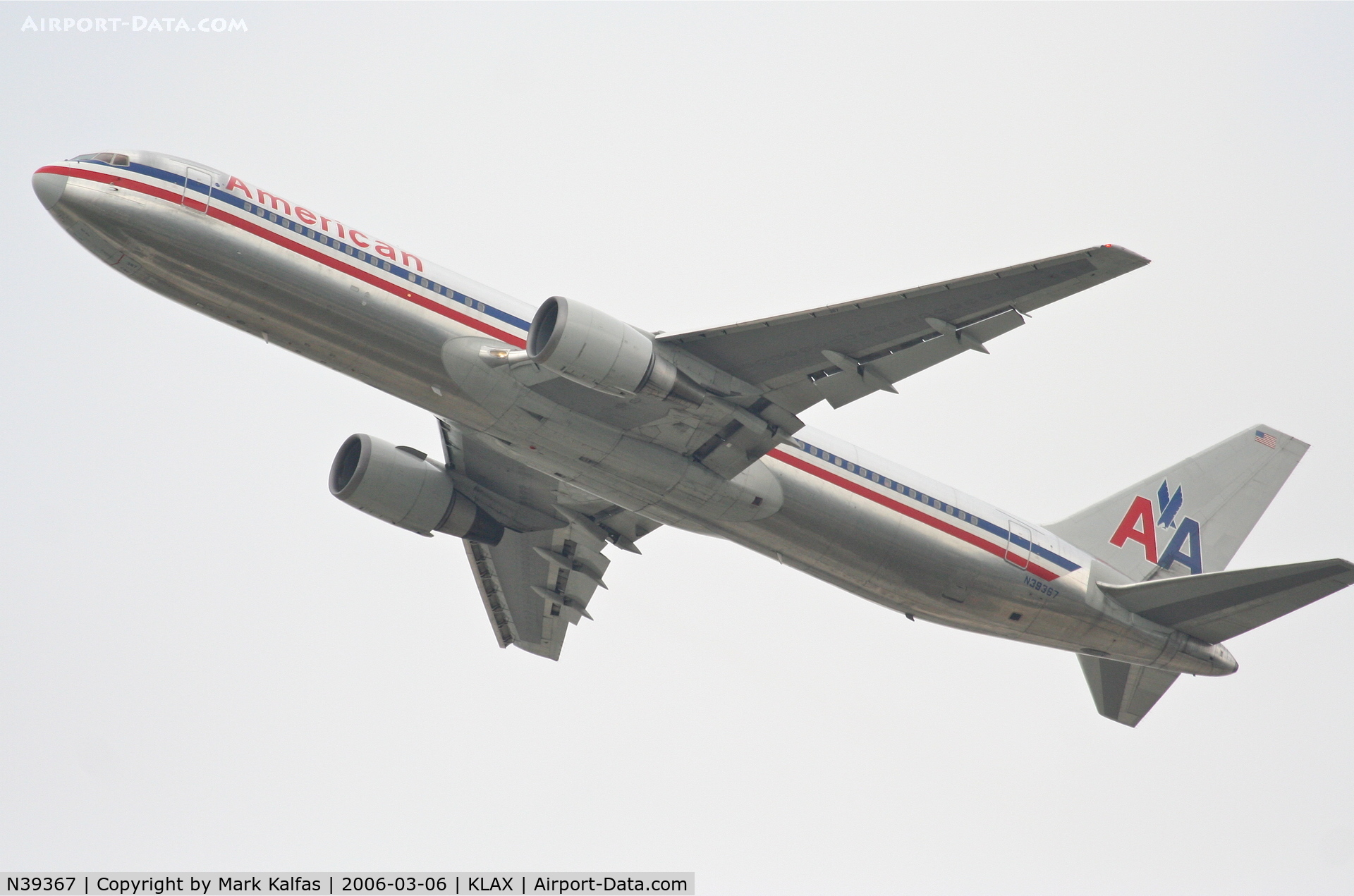 N39367, 1991 Boeing 767-323 C/N 25194, American Airlines Boeing 767-323, 25R departure KLAX.