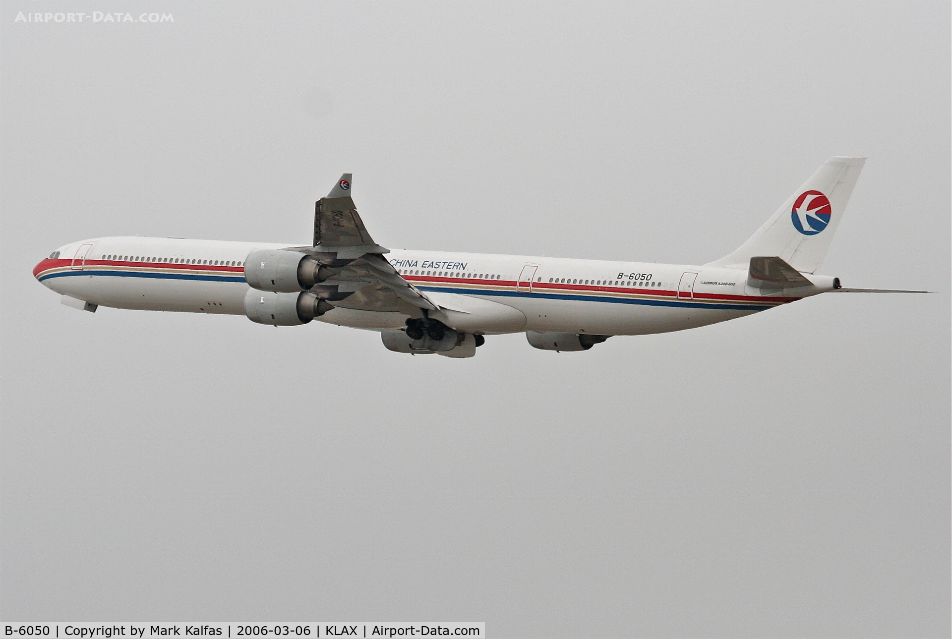 B-6050, 2002 Airbus A340-642 C/N 468, China Eastern A340-642 , 25R departure KLAX.
