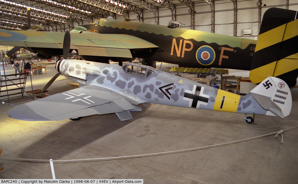 BAPC240, Messerschmitt Bf-109G-6/R-6 Replica C/N BAPC.240, Messerschmitt Bf-109G-6/R-6 (replica) at The Yorkshire Air Museum, Elvington, UK in 1998.