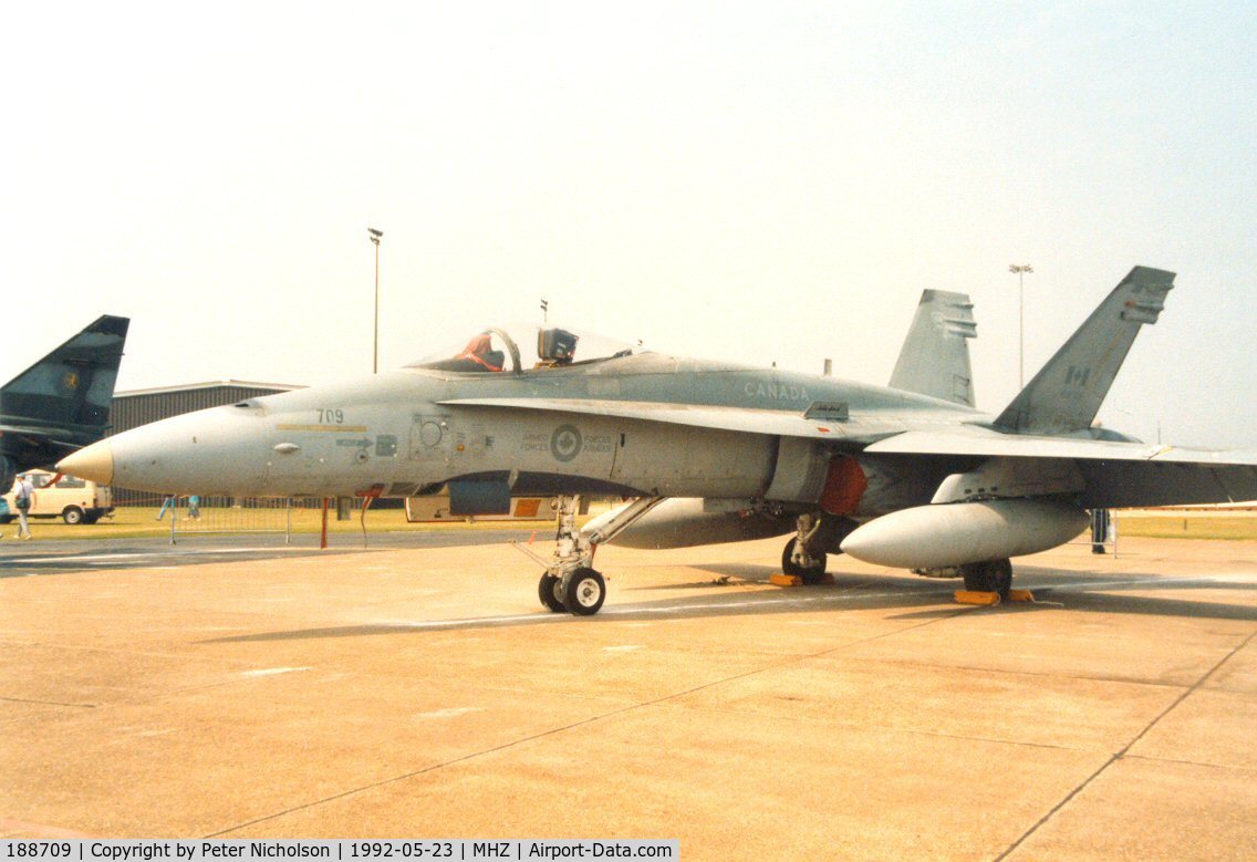 188709, McDonnell Douglas CF-188A Hornet C/N 0134/A101, CF-18A Hornet of 439 Squadron Canadian Armed Forces in the static park at the 1992 Mildenhall Air Fete.