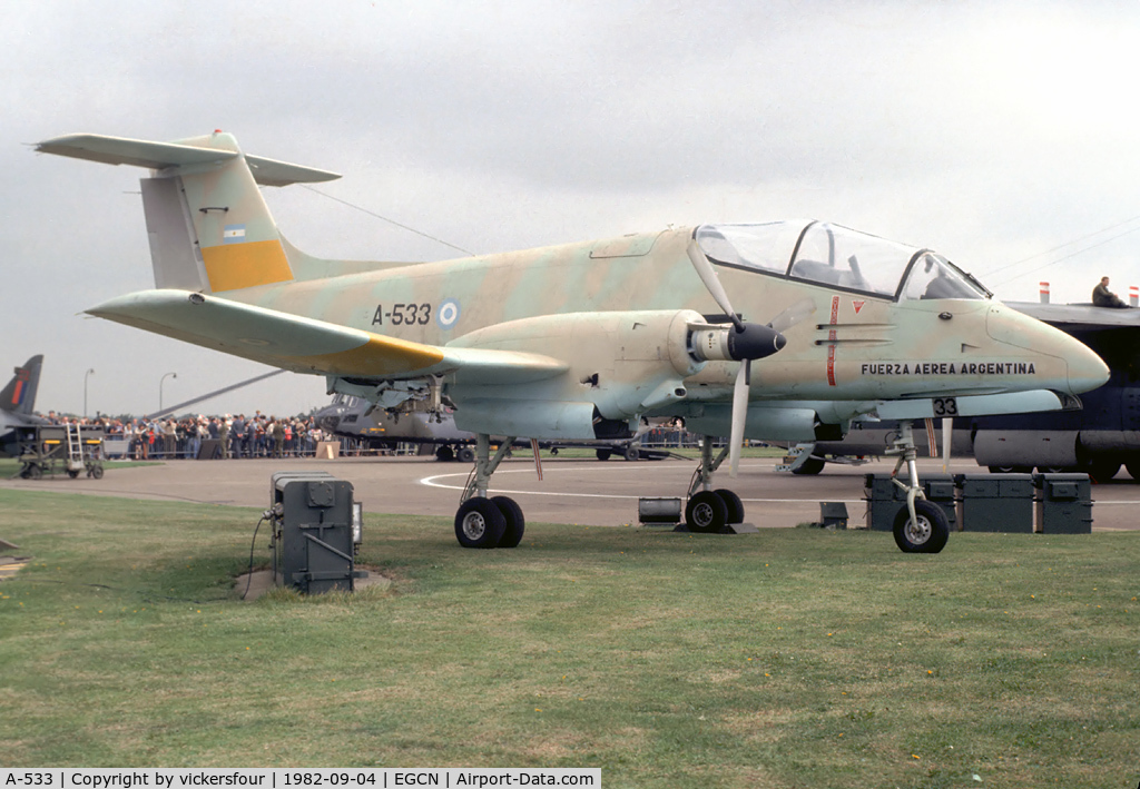 A-533, FMA IA-58A Pucará C/N 033, Argentine Air Force IA-58A Pucara (c/n 033). Captured by British forces during the Falklands War.